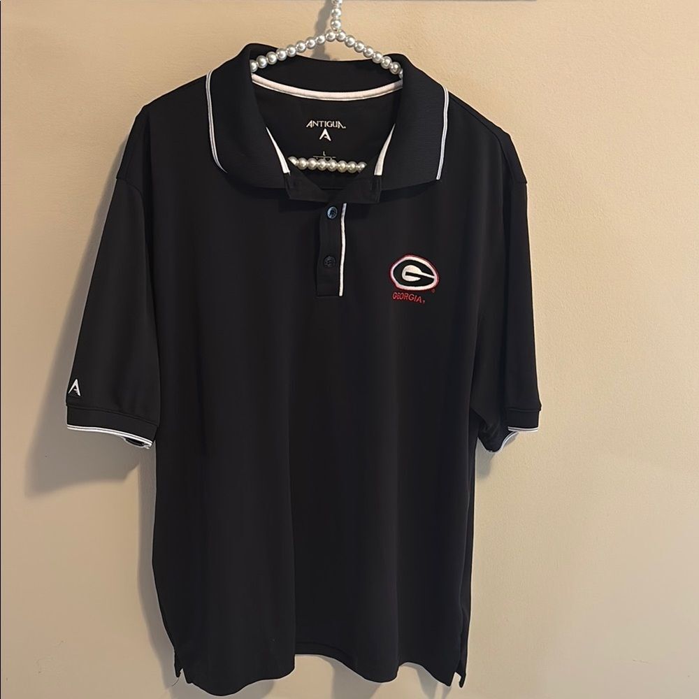 Antigua Black Polo Shirt with Georgia bulldogs logo size large